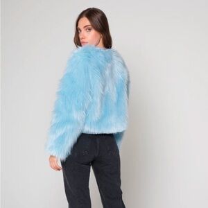 Chic Light Blue Faux Fur Jacket